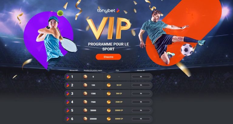 TonyBet Casino programme VIP sport